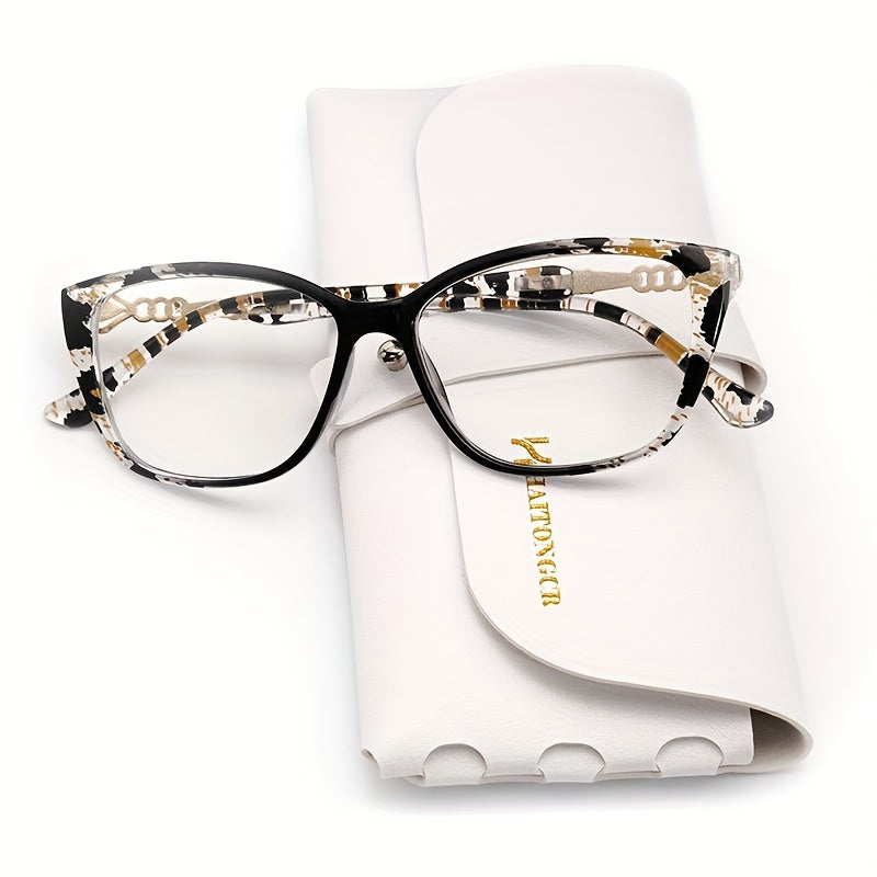 New Leopard Print Bean Curd Square Frame Reading Glasses Anti-blue Light High-definition Lenses Metal Accessories Reading Glasses with Glasses Case Glasses Cloth Model R1125
