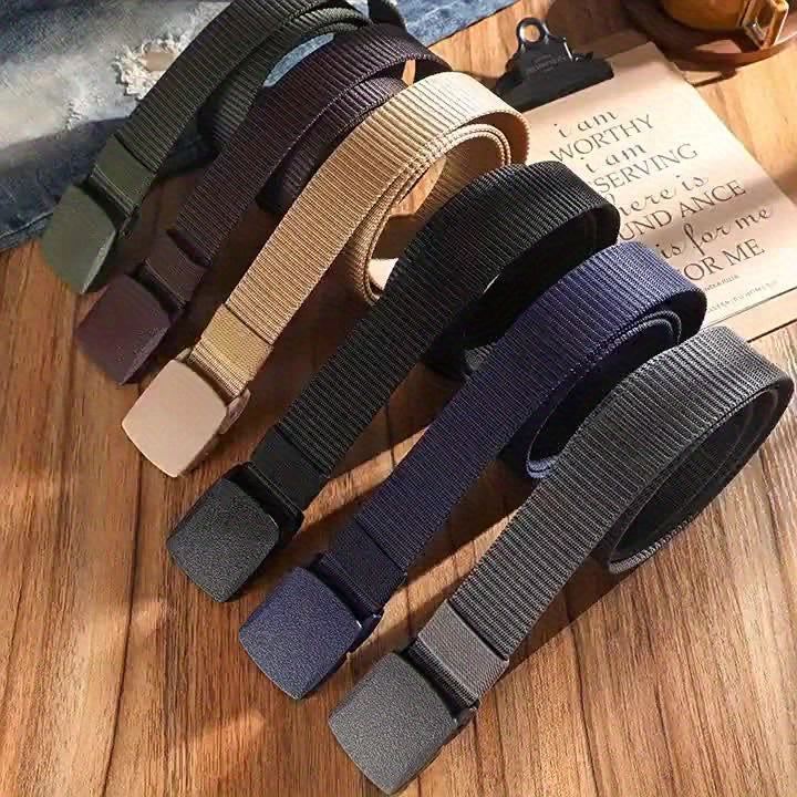 3/6pcs Men'S Casual Nylon Belt with Adjustable Plastic Buckle, Durable And Versatile Outdoor Belt for Hiking, Camping, And Everyday Wear