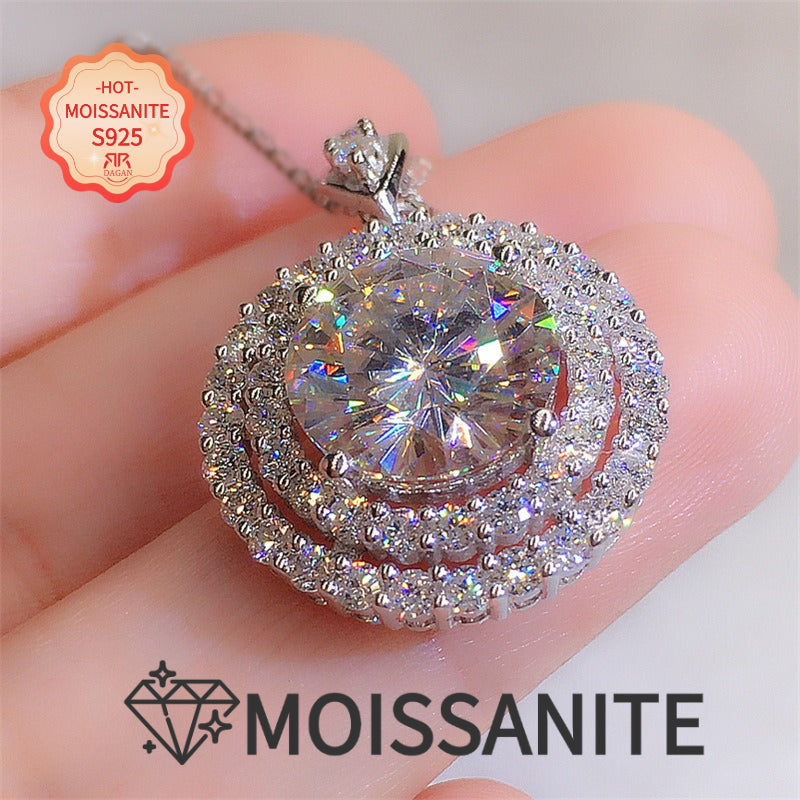 A Sparkling 5-carat Moissanite Pendant Necklace, S925 Silver, a Minimalist Moissanite-set Promise Necklace That Is Perfect for Wedding and Holiday Gifts, Luxury and Elegant Jewelry