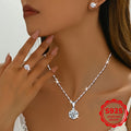 925 Silver Moissanite Three-Piece Jewelry Set for Women - Perfect for Weddings, Parties, Daily Wear, Christmas and Mother's Day