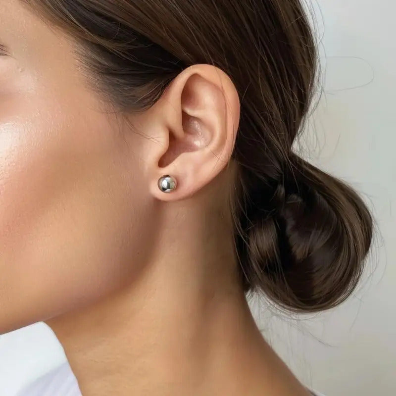 S925 Sterling Silver Stud Earrings Simple Design Ear Piercing Jewelry Decoration Daily Wear10mm Jewelry for Women Gift