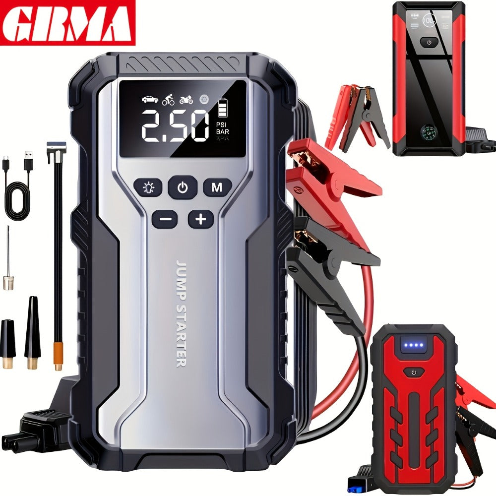 [Portable Car Jump Starter] 10000upgrade 7-in-1 Multi-Functional Emergency Jump Starter, Portable Car Battery Starter, Suitable For 2.64-Gallon Gasoline Or 2.38-Gallon Diesel Batteries, LED Emergency Lights, And Car Emergency Tools
