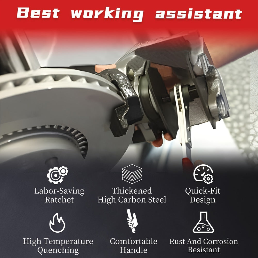 Brake Caliper Compression Tool, Brake Caliper Tool With 360 Degree Swing Ratchet, Brake Caliper Piston Compression Tool With 2pcs Spacers, Suitable For Auto Repair, Red