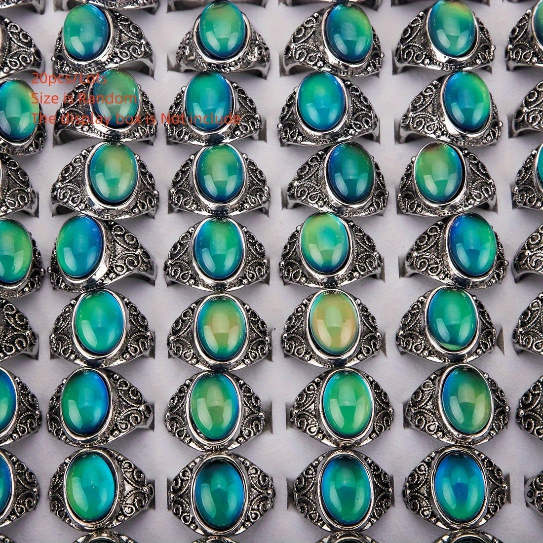 US Wholesale Lots 20pcs Stone Color Changing Mood Ring, Fashion Jewelry Men'S Women'S Gift Not Include Box Size Is Random