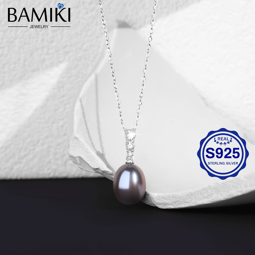 S925 Silver 3.4G, Total Product Weight (8.97G). Sea Salt Cultured Pearl/ Freshwater White Pearl Set Pendant, Pearls 9-10MM