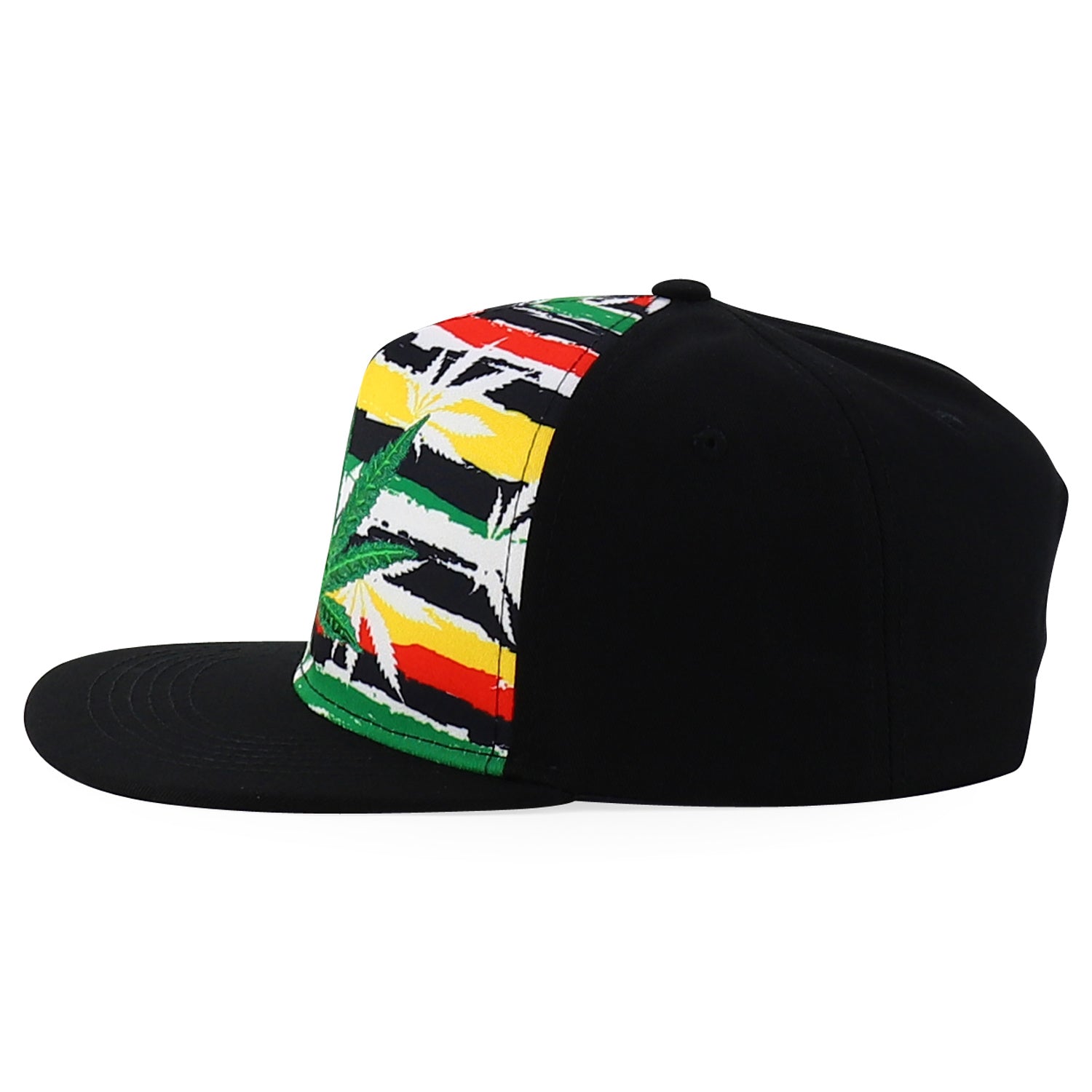 Rasta MJ Leaf 3D Embroidered Flat Bill Snapback Cap