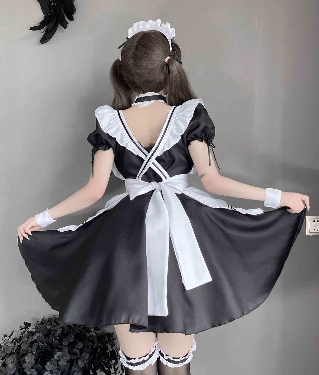T-1229  Erotic lingerie sexy openwork seduction Japanese apron loli maid