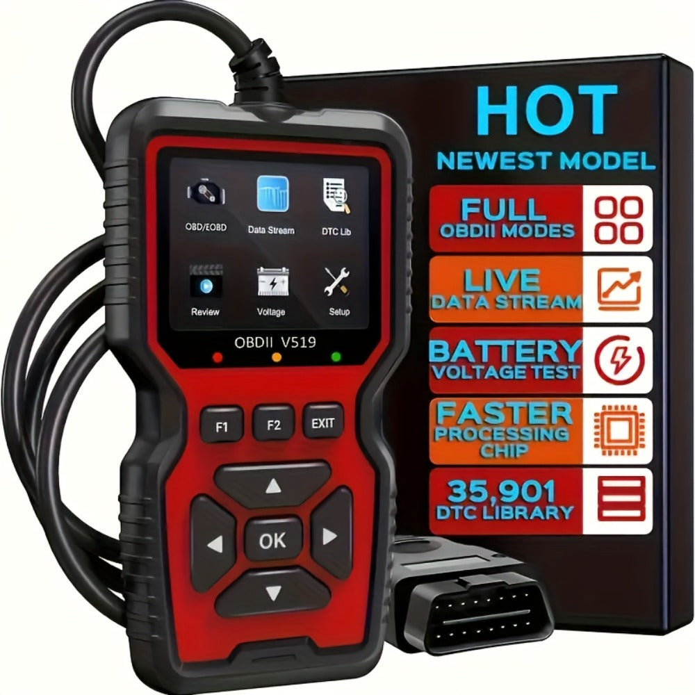 2024 Advanced V519 OBD2 Scanner Tool - Professional Code Reader & Scan Tool for Live Data, Check Engine Light, And Diagnostic Code Reading - Ideal for Mechanics And Car Owners