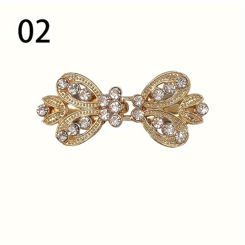 3pcs Elegant Sweater Clips With Water Drill, Vortex Clip, Cloak Clip, Vintage Cardigan Clip, Shawl Clip, Dress Clip, Shirt Clip, Sweater Clip - Suitable For Ladies' Jackets, Scarves, Etc.