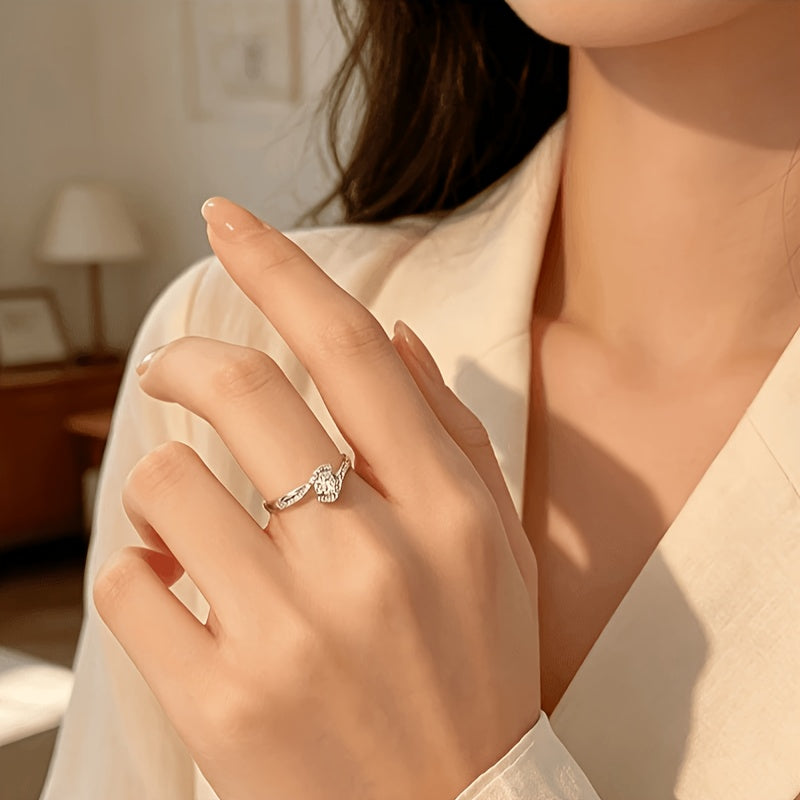 Elegant 925 sterling silver ring, hypoallergenic, celestial symbol, suitable for daily and gift occasions, Valentine's Day jewelry, with a perfect hollow design for personality