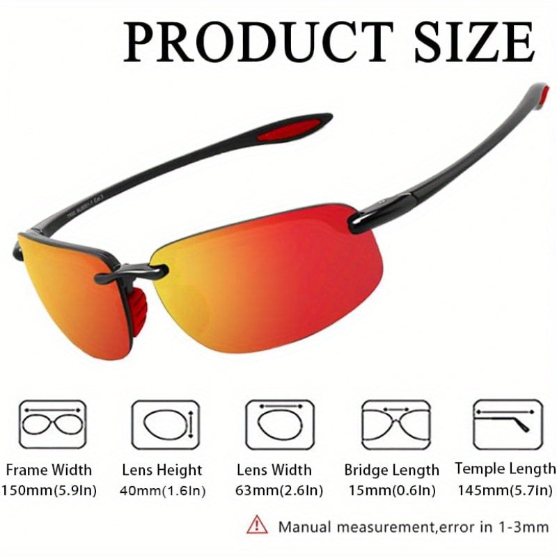 Polarized Sunglasses for Men & Women - Tr90 Rimless Frame, Protection, Lightweight & Durable for Running, Fishing, Baseball, Outdoor Activities, Sunglasses, Fishing Eyewear, Sleek Design, Comfortable Fit, Versatile Shades, Fitness Lovers, Stylish Shades,