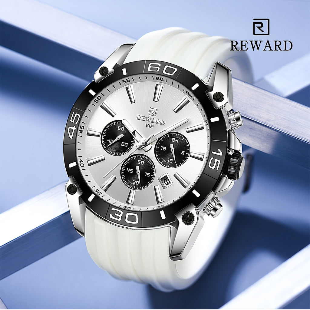 REWARD Men Watches Quartz Analog Luminous Date Wrist Watch Silicone Strap Luxury Casual Watch For Men