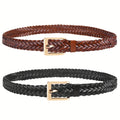 2 Pack Skinny Braided Belts for Women Waist Dresses Fashion Belt for Jeans Pants 3/4"