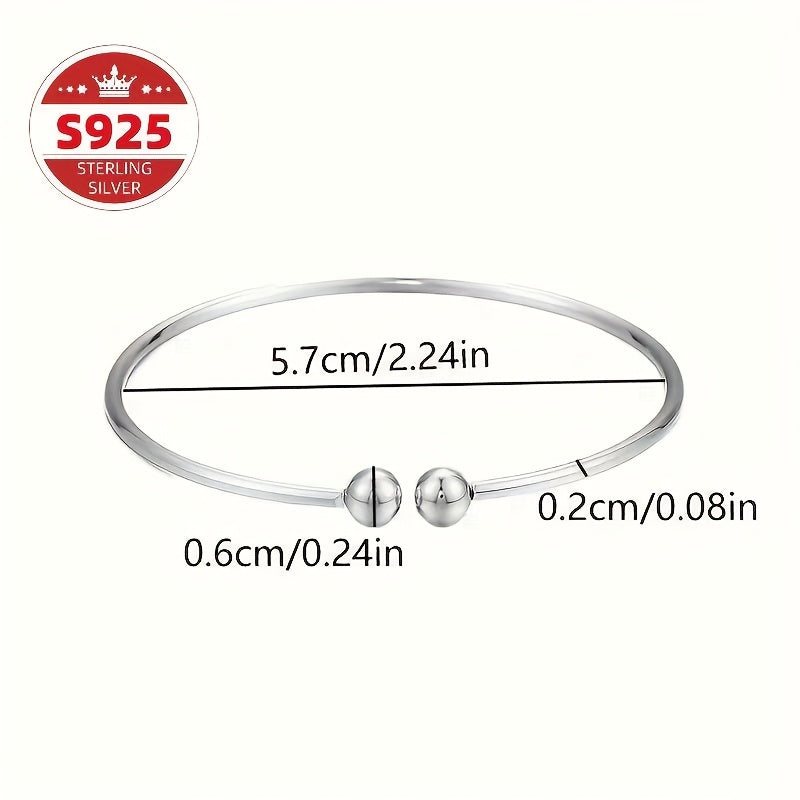 Two Pieces of S925 Sterling Silver Open Round Pearlescent Garlic Fashion Simple Bracelet, Suitable for Daily Wear And Gifts, Women'S Jewelry Valentine'S Day Carnival Mother'S Day Perfect Gift for Friends