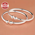[Valentine's Day Mother's Day] 2pcs S925 Sterling Silver Open Round Pearlescent Garlic Fashion Easy Bracelet, Suitable for Daily Wear And Gifts, Women's Jewelry Valentine's Day Carnival Mother's Day Perfect Gift for Friends