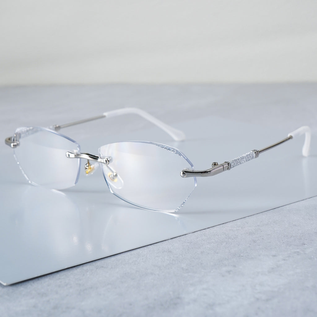 Set of 3 Women'S Rimless Reading Glasses Featuring Diamond-Inlaid Edges - Available in +1.0, +2.0, And +4.0 Diopters, Made from Lightweight PC Material, Anti-Glare, Suitable for Phones, Computers, And Books, Ideal Christmas Present