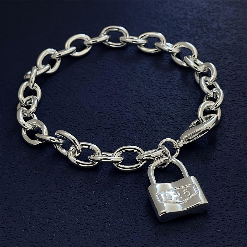 925 Pure Silver Pendant Clasp Bracelet, Stylish Korean Silver Chain Bracelet with Lock, the Perfect Gift Choice!