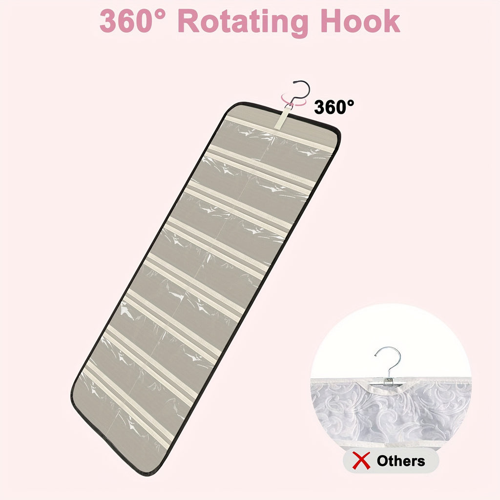 Hanging Fashion Glasses Organizer, -Sided Glasses Case and Jewelry Storage Holder, Wall-Mounted, 32 Clear Slots, Dust-Proof for Travel