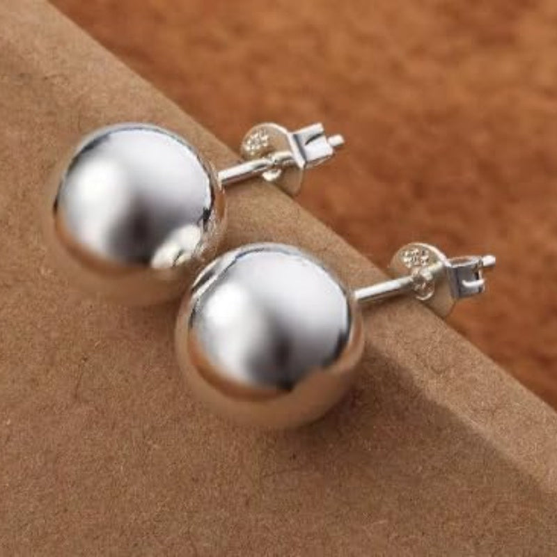 S925 Sterling Silver Stud Earrings Simple Design Ear Piercing Jewelry Decoration Daily Wear10mm Jewelry for Women Gift