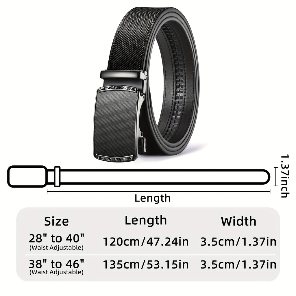 Men's Leather Belt, Slide Ratchet Belt with Premium Leather, Ratchet Dress Belt with Automatic Click Buckle, Gift for Husband