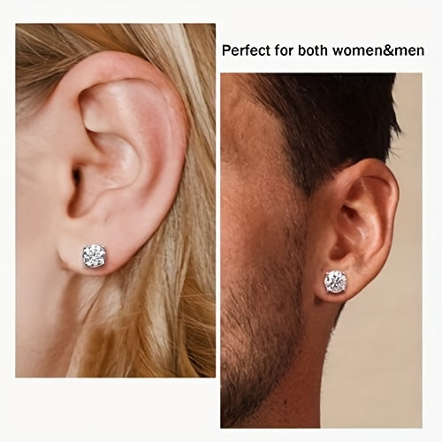 1 Pair Moissanite Stud Earrings 1CT, 2CT, 4CT, 6CT D Color VVS1 Clarity Brilliant Round Cut Lab Moissanite 18K gold plated White 18K gold Plated 925 Sterling Silver Earring Jewelry Gifts For Teenager Teenager Girls With Jewelry Box, For Teenager