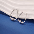 1 pair of S925 pure silver 3-bead ring earrings, 18mm pendant bead ring earrings, suitable for women, suitable for important holidays to give as gifts to family and friends, exquisite earrings with gift box