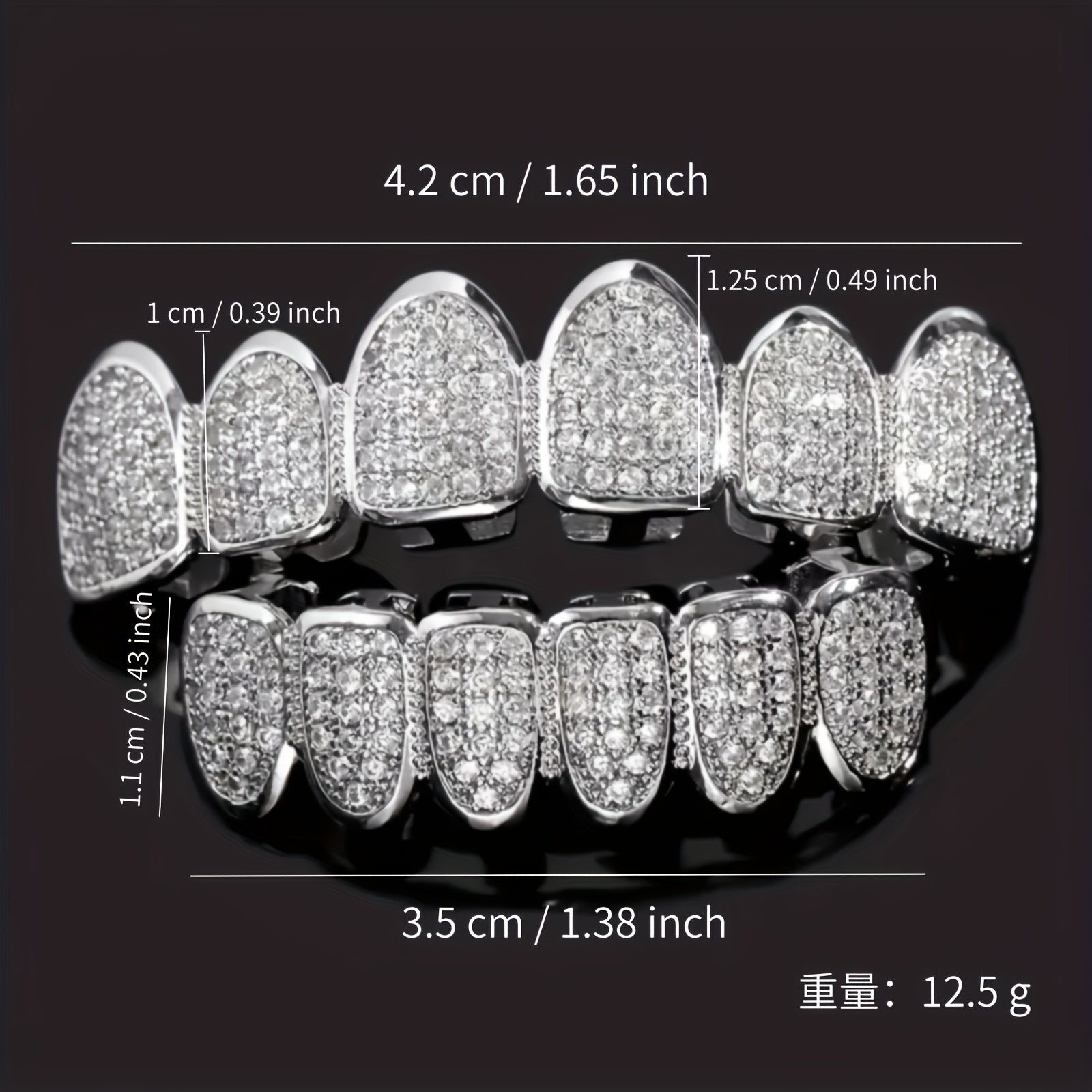 1 Set Of Design Models Niche Quirky Denture Sets Micro-set Full Of Synthetic Synthetic Zirconia Punk Style Halloween Pop-up Cosplay Big Golden Teeth Jewellery, Suitable for Party Party Party Party Gifts