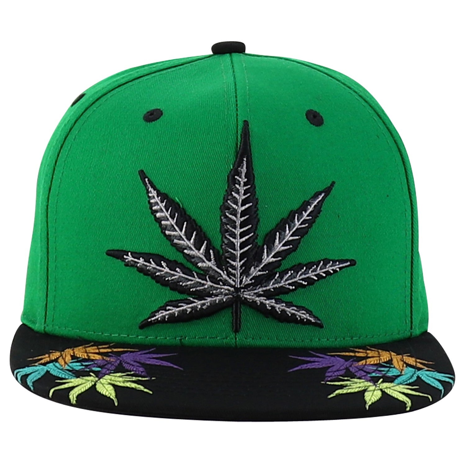 Rasta MJ Leaf 3D Embroidered Flat Bill Snapback Cap