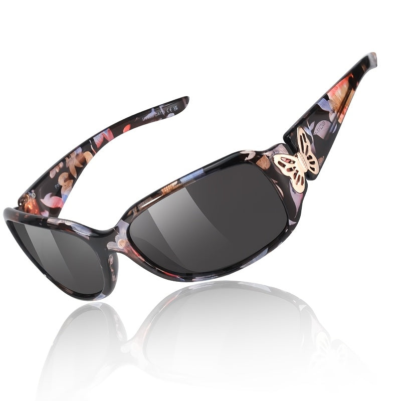 Fashion Glasses for Women Polarized Protection Wrap Around Glasses Trendy Butterfly Decor Fashion Accessories
