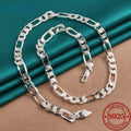 925 Sterling Silver Figaro Necklace, Independent Studio Design, Italian Craftsmanship, Fashion Minimalist, Perfect for Gift-Giving, Valentine'S Day, 8Mm Wide, 18-24 Inches