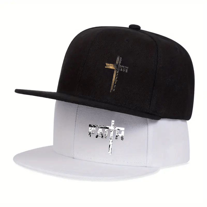 [Trendy Unisex Baseball Cap] 2pcs Unisex Baseball Cap | Cross Print Design, Adjustable, Comfortable & Breathable, Trendy Fashion Versatile