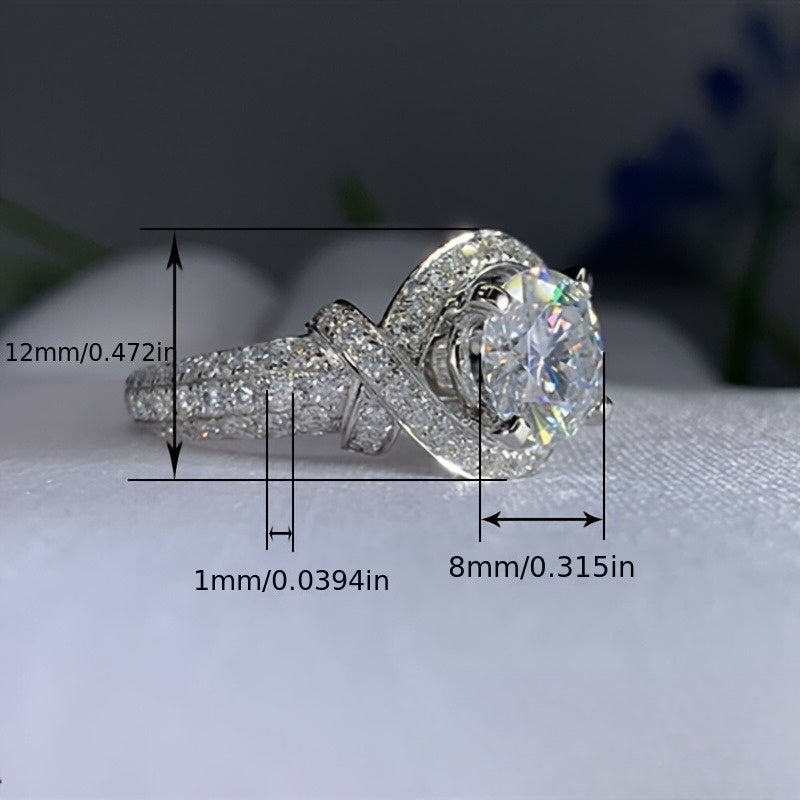 Fashion Intertwined Design Ring, Full-set Moissanite Vintage Flower Tower Wedding Ring, Moissanite Ring Band925 Silver, High-quality Moissanite, Engagement, Anniversary, Wedding Anniversary, for Friends, for Loved Ones, Elegant, Sexy