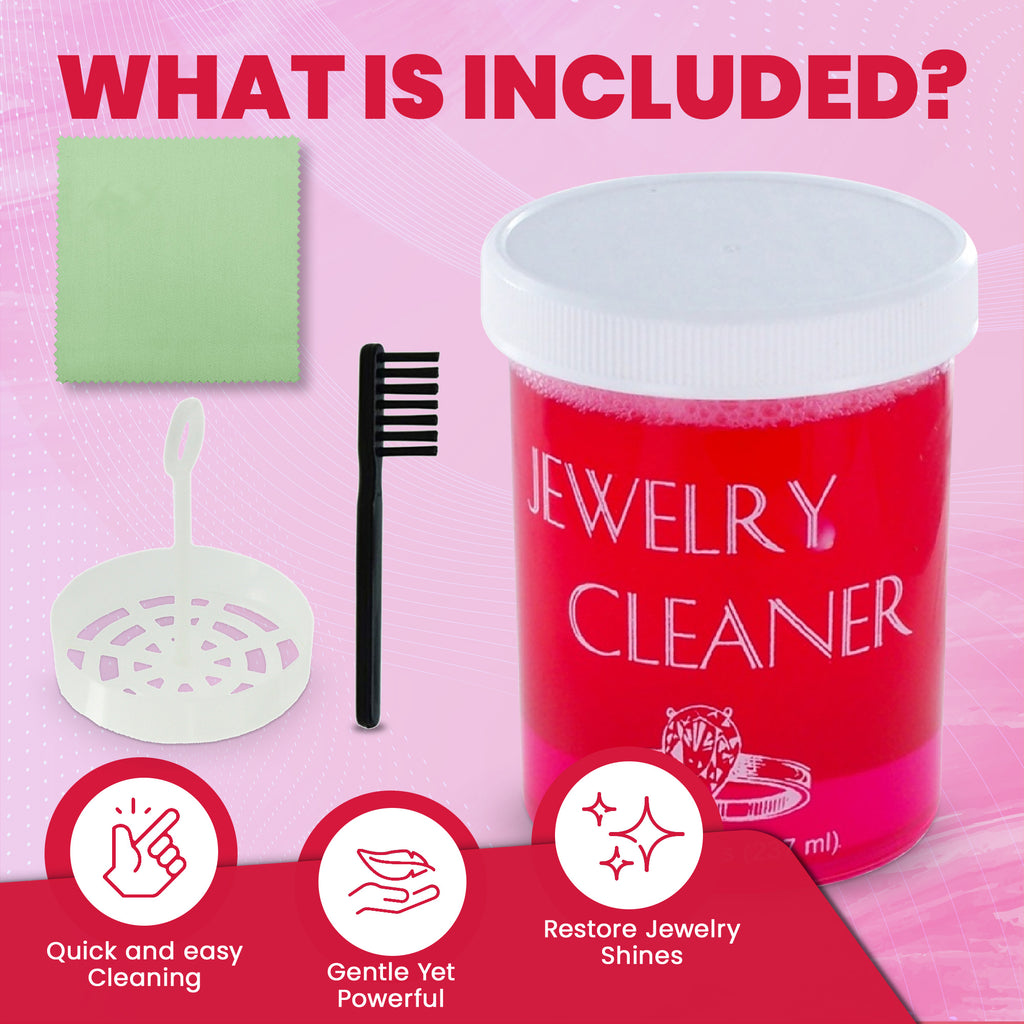 JSP Jewelry Cleaner 8 fl oz – Gold, Silver & Platinum Dip with Brush & Cloth – Fast Acting