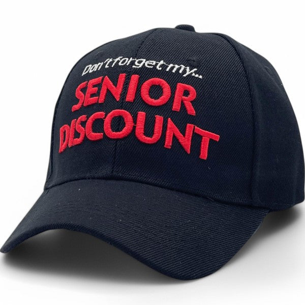 "SENIOR DISCOUNT" Embroidered BASEBALL CAP Adjustable, UV protection Design for Men, Perfect for Outdoor Activities, Casual, Fun Cap