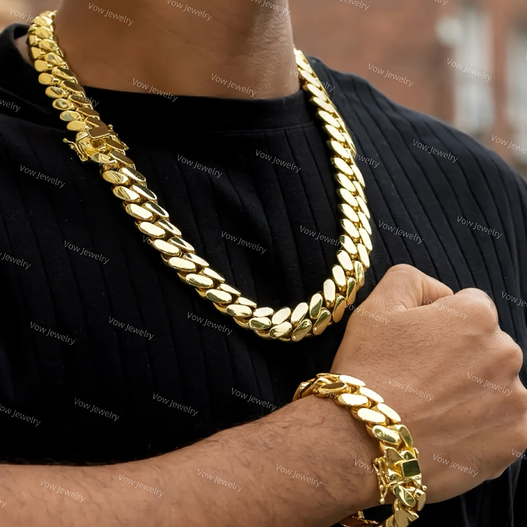 18Mm Hip Hop Fashion Trendy Bracelet Wide Version, Vacuum Plated Body, Anti Sweat And Allergy Resistant, Length Optional