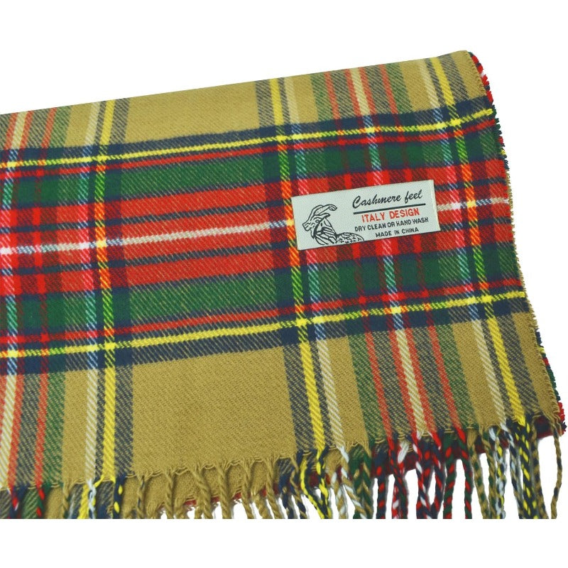 Scottish Stewart Tartan Plaid Luxurious Winter Scarf Soft Cashmere Feel 72"x12", Scottish Heritage Holiday Gift