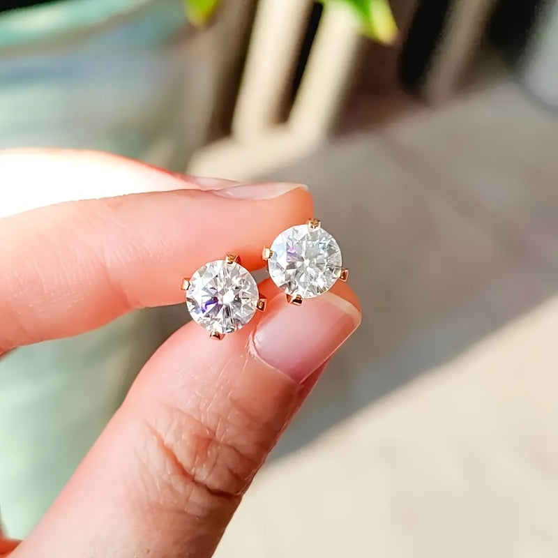 Elegant Moissanite Earrings For, Women, Men, 0.5/1/2Ct D Color VVS1 Clarity Brilliant Round Cut Moissanite, with S925 Sterling Silver 1.0/1.2/1.8G, Hand-Made Top-Tier Quality, Ideal Gifts for Wedding, Birthday, Mother, Daughter