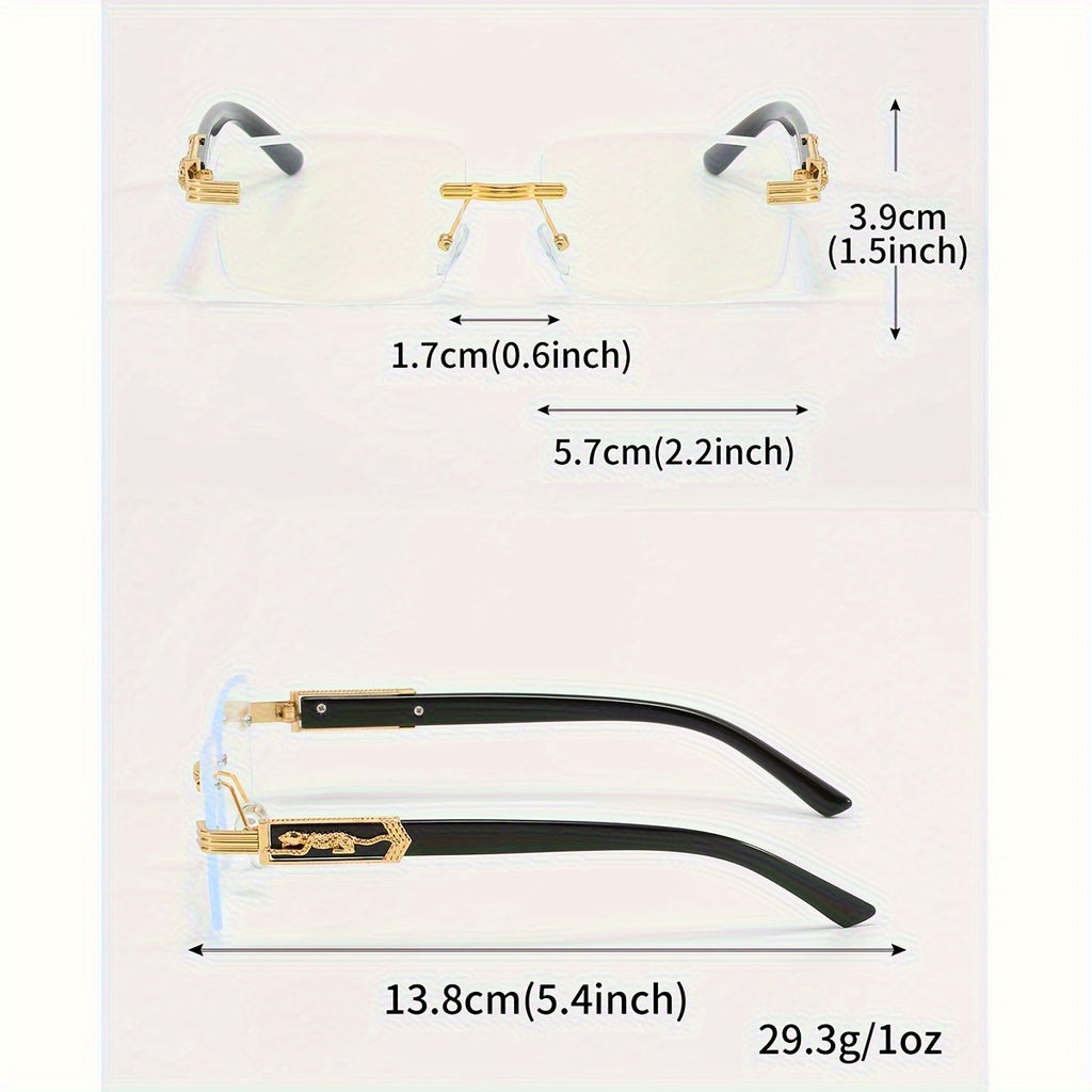 1 Pair Men's Metal Rimless Retro Anti Blue Light Classic Simple Business Flat Fashion Glasses