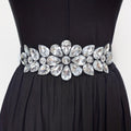 Ladies Fashion Shiny Big Bead Glass Synthetic Gem Exaggerated Gorgeous Style Dinner Stretch Belt