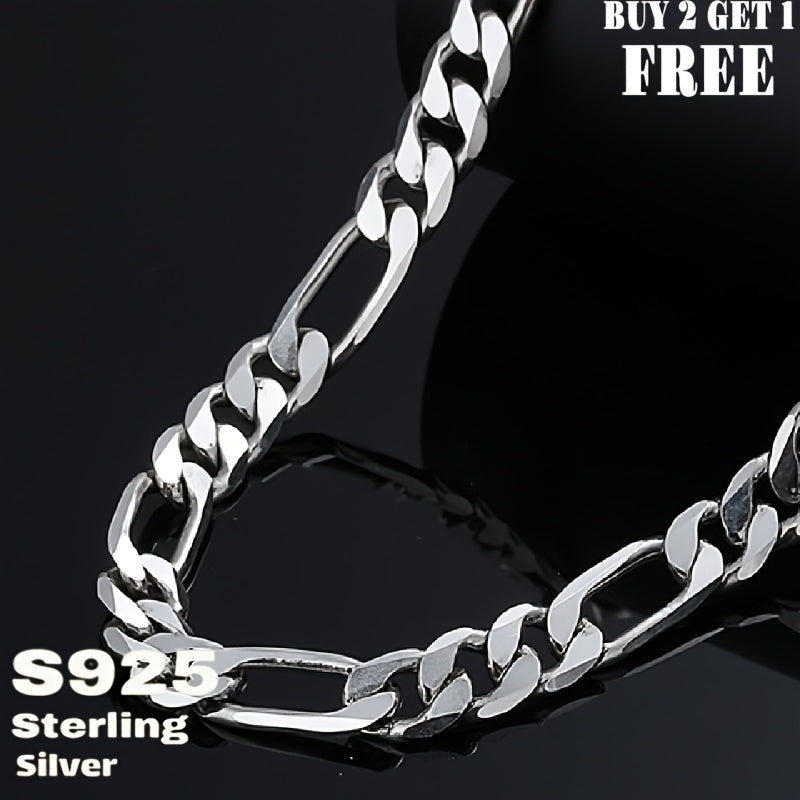 925 Sterling Silver Coarse Figaro Necklace, Retro Minimalist Design, Men'S Necklaces, Women'S Necklaces, Men'S Jewelry, Women'S Jewelry, Fashionable Jewelry Gifts, With Gift Box, Buy 2 Get 1 Free, Total Weight Of The Product(6.25g)