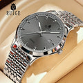 RUIGE Men'S Quartz Watch Stainless Steel Luxury Sports Men'S Watch Calendar with Night Light Leisure Business Watch