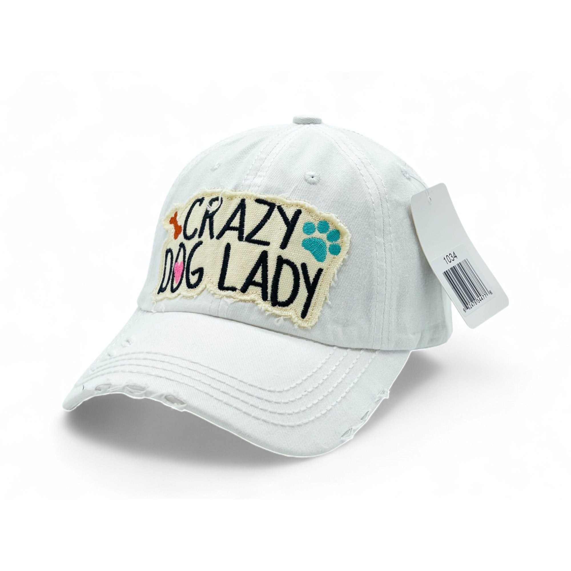"Crazy Dog Lady" Vintage Distressed Embroidered Baseball Cap For American - 100% Cotton, Breathable, Casual, Adjustable, UV Protection
