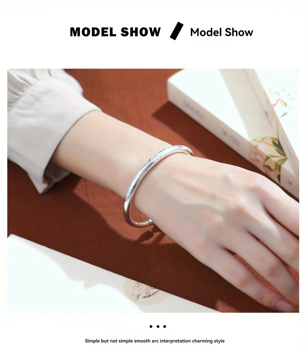 Simple Tribal Style S999 Sterling Silver Bracelet, Suitable For Women'S Daily Wear & Gift Giving, Ideal For Mother'S Day, Appropriate For All Seasons