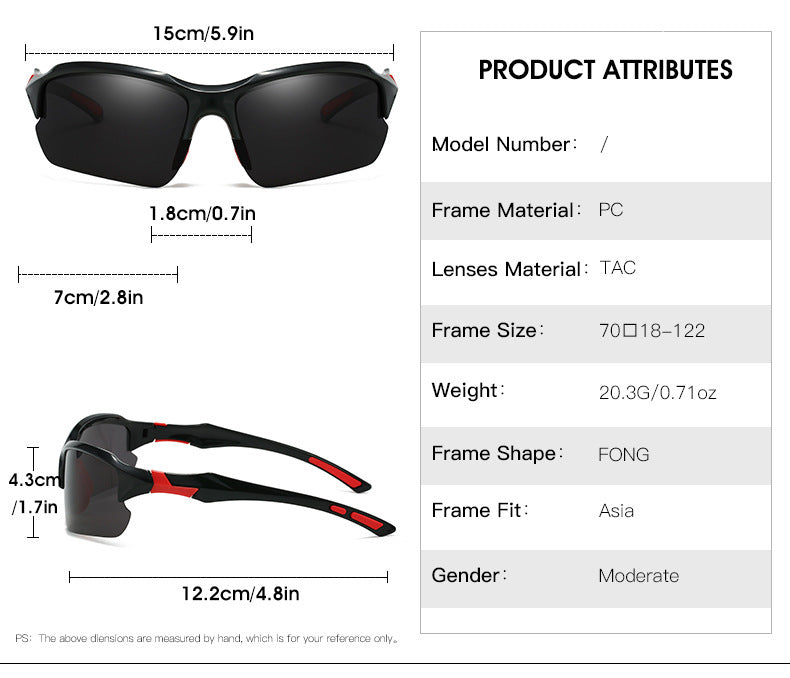 3pcs/ 10pcs New Cross-Border Outdoor Sports, Skiing, Driving Half-Frame Polarized Sunglasses Men'S Running Fishing Sunglasses Sun Protection Lightweight Goggles