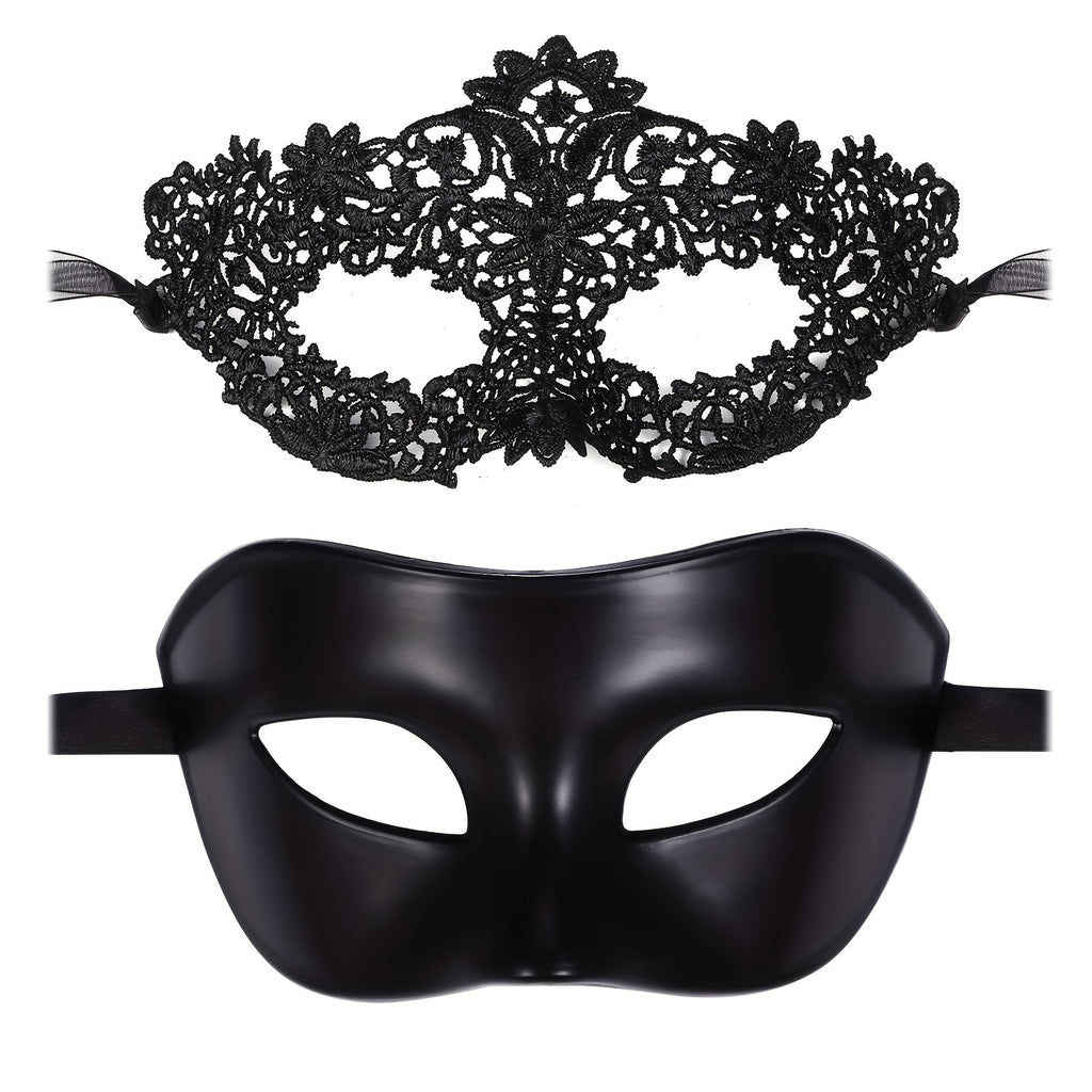 Flongo Couple 2pcs Masquerade Masks Venetian Costume Ball Cosplay Party Mask for Halloween