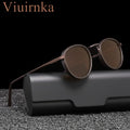 Viuirnka Round Metal Sunglasses, Protection for Men And Women, Lightweight TAC Lens Eyewear with Durable Case for Driving, Fishing, Travel, Hiking.