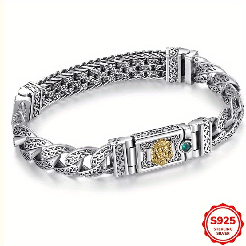 1pc S925 Silvery Men'S Bracelet, Fashion Bracelet, Silvery Bracelet, Men'S Birthday Gift Jewelry, Father'S Day Gift, Boyfriend Gift, Birthday Gift, Perfect Gift for Boys, Perfect for Daily Wear