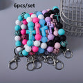 6pcs Set Of Cross Bead Wrist Key Rings Holiday Gift for Friends