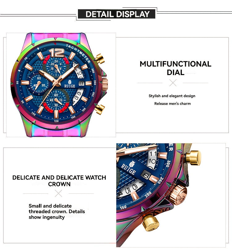 RUIGE Trendy And Fashionable Quartz Women's Watch, Date Display with Fashionable Night Light Function, Trendy And Cool Design Appearance, Vibrant And Colorful Colors for Women's Party Gifts N3-3