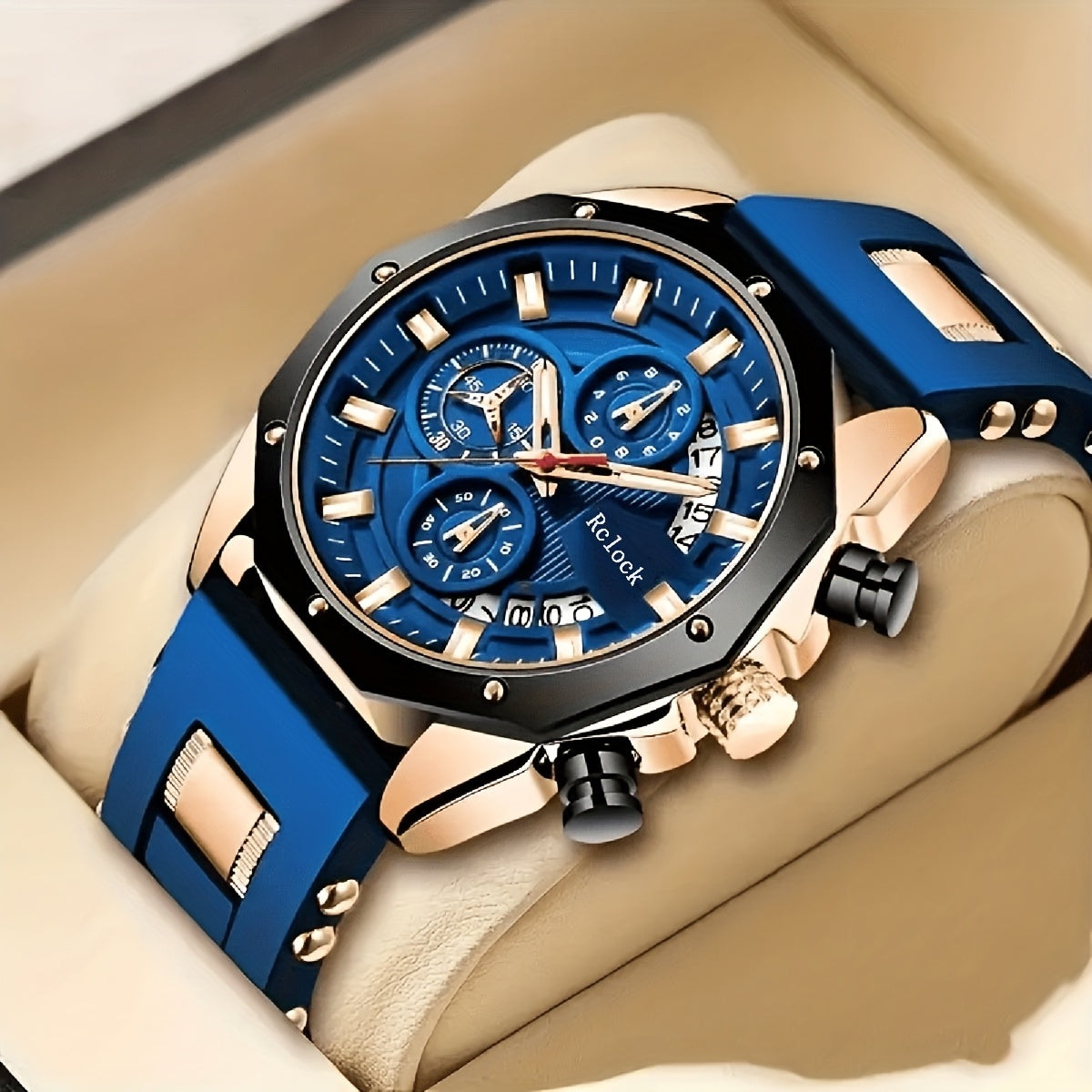 Fashionable And Popular Men's Business Sports Watch, High-End Automatic Calendar Large Dial Quartz Wristwatch for Men.